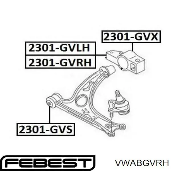 Сайлентблок переднього важеля VWABGVRH Febest