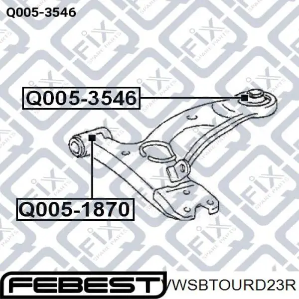 Гумка заднього стабілізатора Febest VWSBTOURD23R