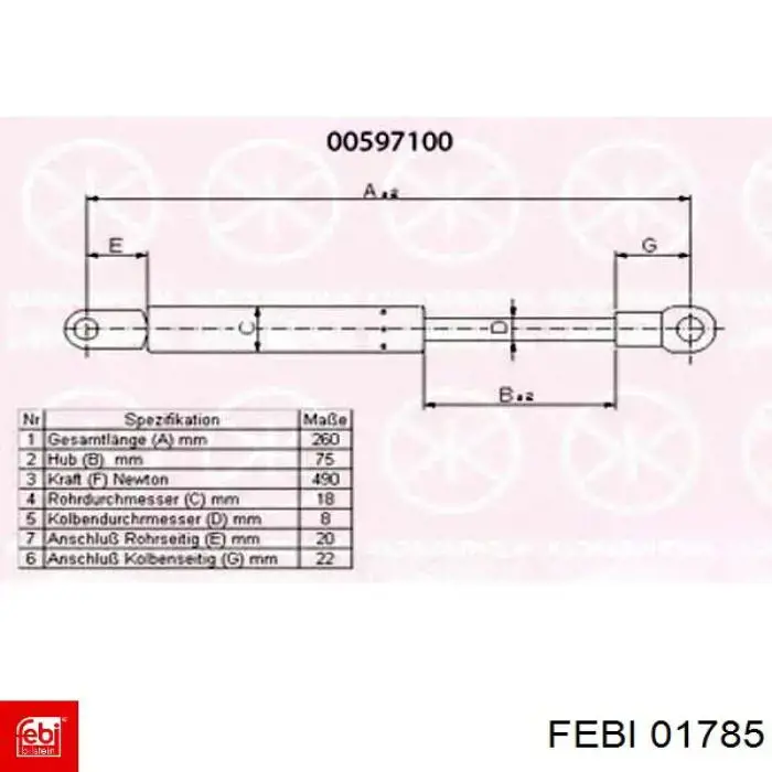 Амортизатор двері задньої Febi 01785 ціна, від 9.20 USD