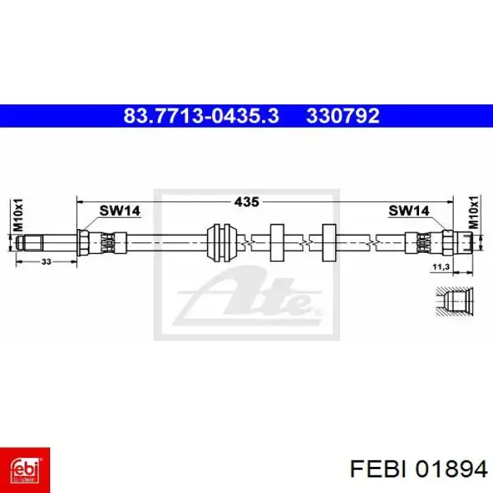 Купити 01894 Febi Гальмівні шланги передні