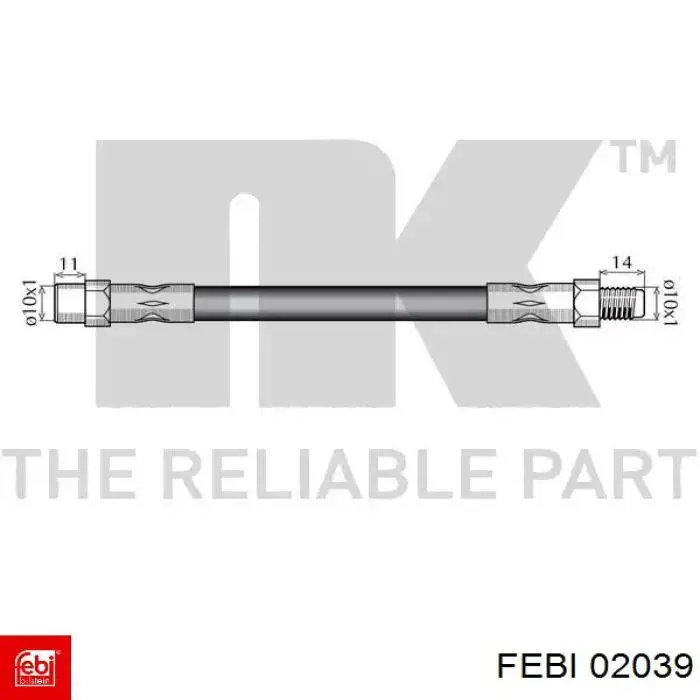 Шланг гальмівний передній Febi 02039 ціна, від 6.76 USD