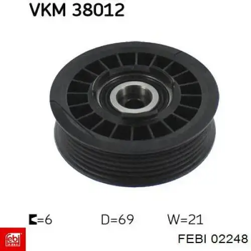 Купити 02248 Febi Ролик приводного ременя, паразитний