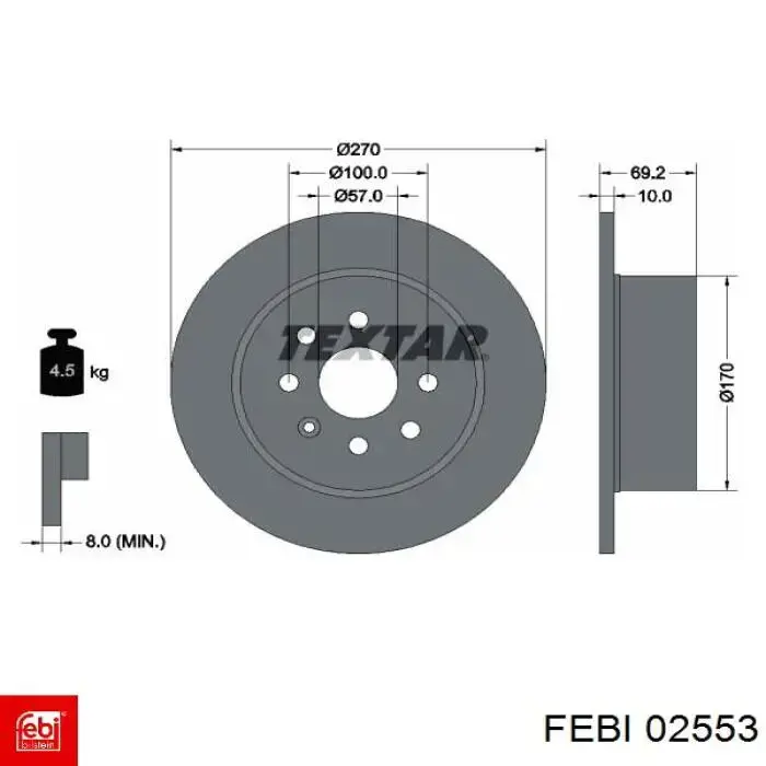 Задні дискові гальма Febi 02553 ціна, від 26.28 USD