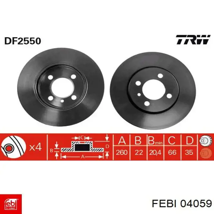 Гальмівні диски передні 04059 Febi