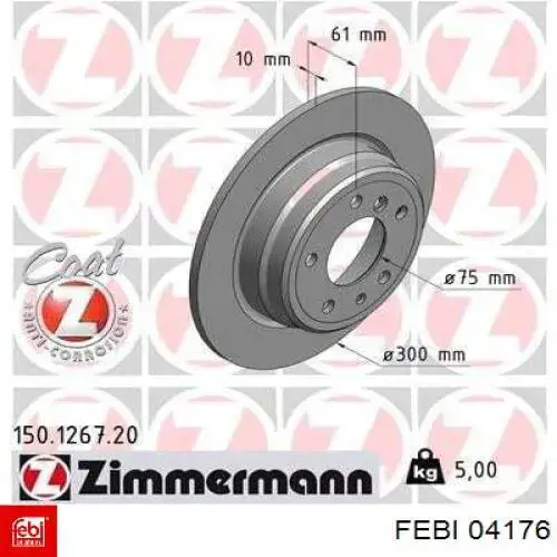 Задні дискові гальма Febi 04176 ціна, від 31.08 USD