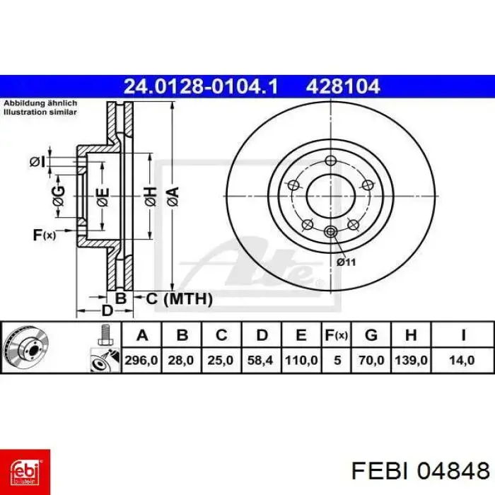 Гальмівні диски передні 04848 Febi