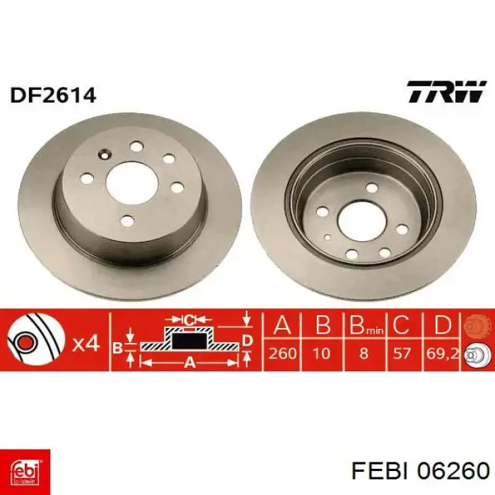 Диск гальмівний задній 06260 Febi