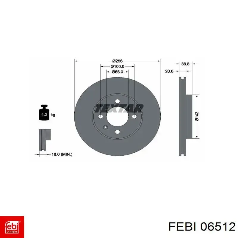 Диск гальмівний передній Febi 06512