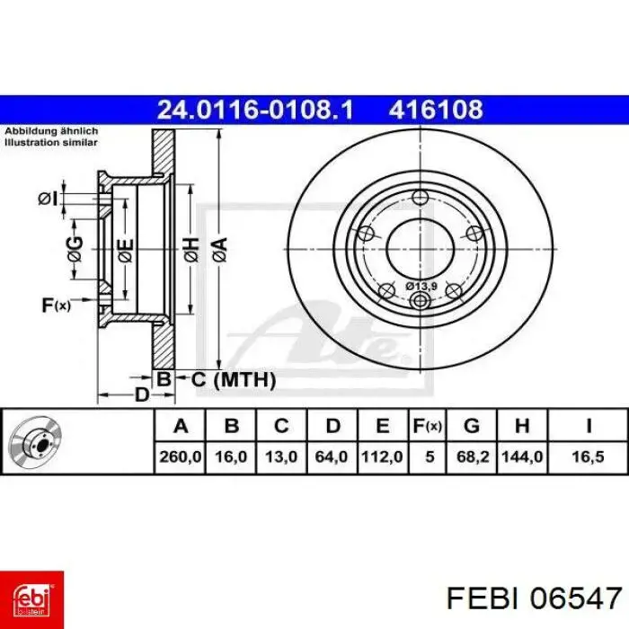 Купити 06547 Febi Ротор гальмівний