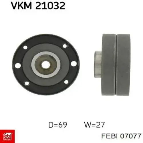 Ролик ременя ГРМ, паразитний Febi 07077 ціна, від 28.38 USD