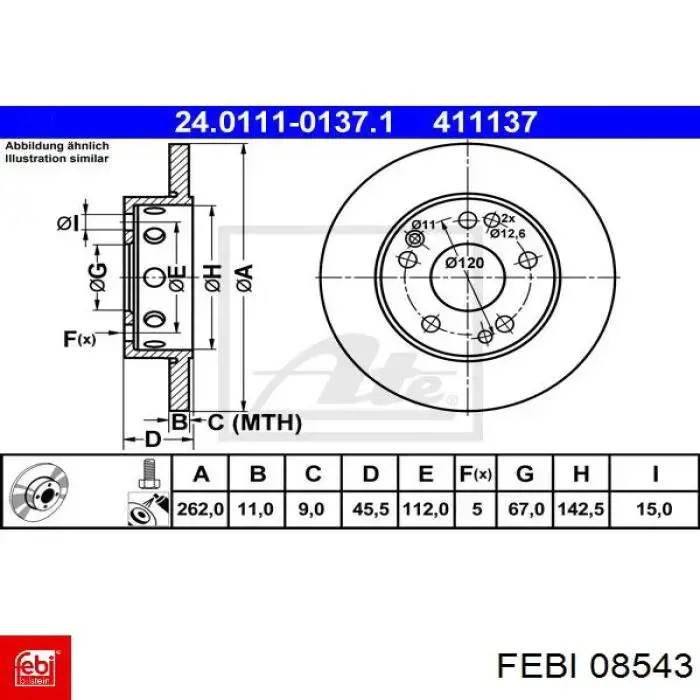 Гальмівні диски передні 08543 Febi
