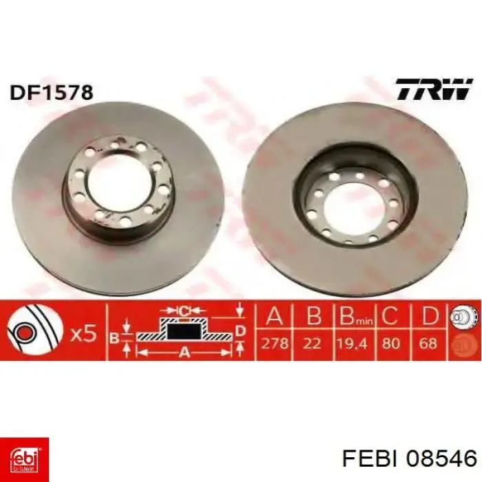 Купити 08546 Febi Ротор гальмівний