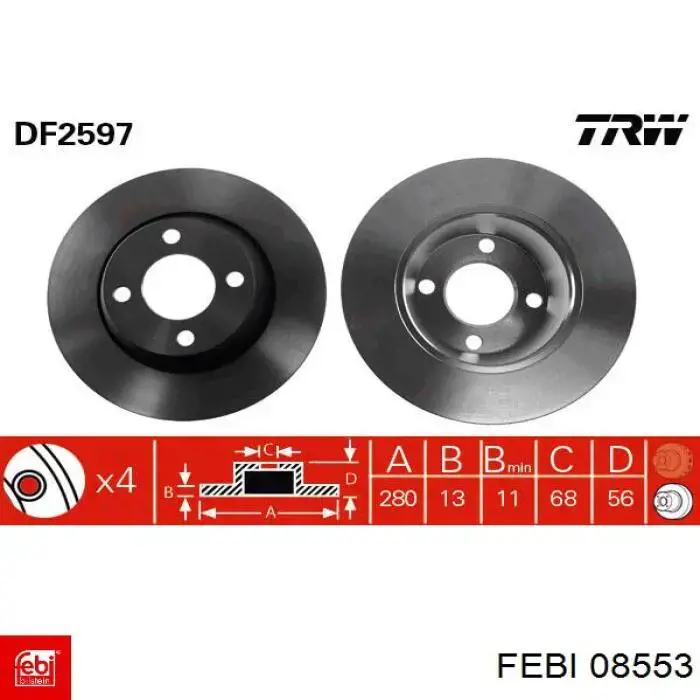 Купити 08553 Febi Ротор гальмівний