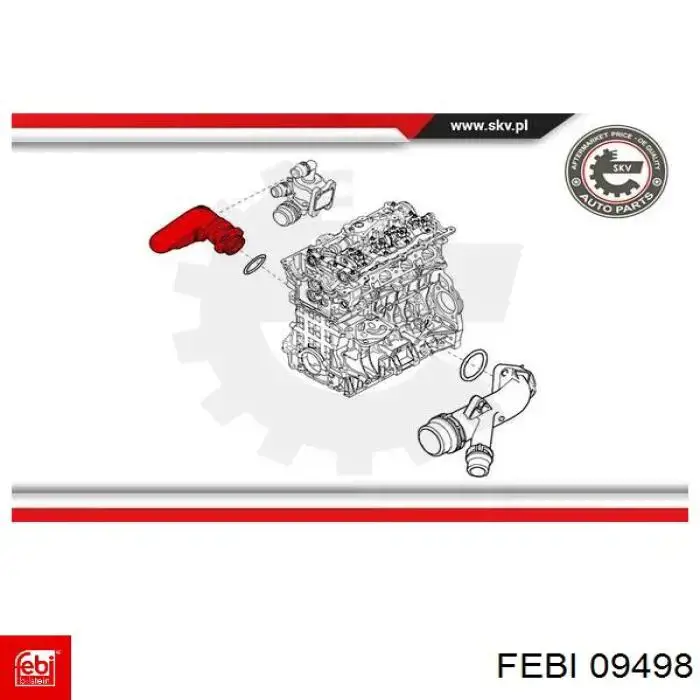 Трос ручного гальма задній, лівий 09498 Febi