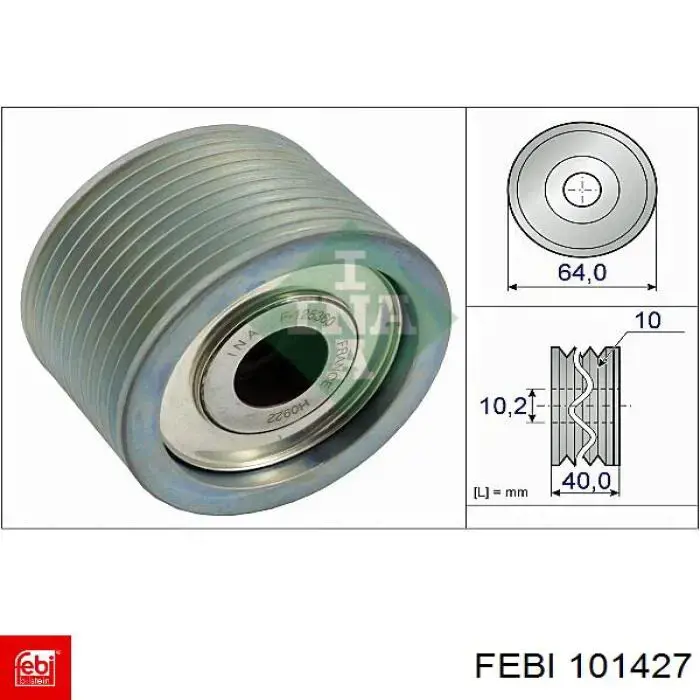 Ролик приводного ременя, паразитний Febi 101427 ціна, від 33.57 USD