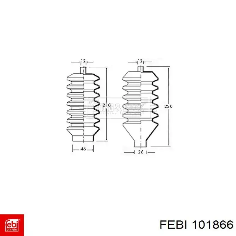 Пильник рульового механізму/рейки, правий Febi 101866 ціна, від 8.52 USD