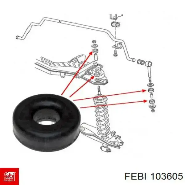 Стійка стабілізатора переднього, ліва 103605 Febi