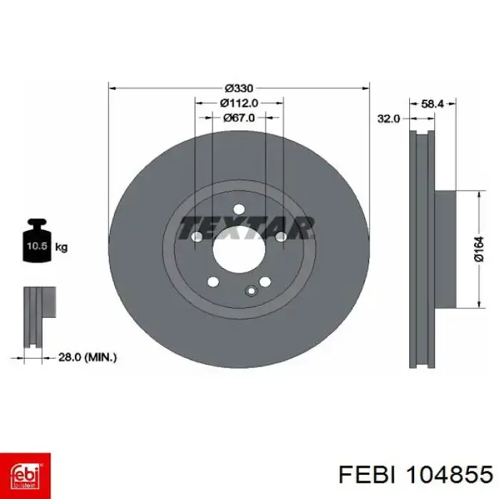 104855 Febi Гальмо дискове переднє