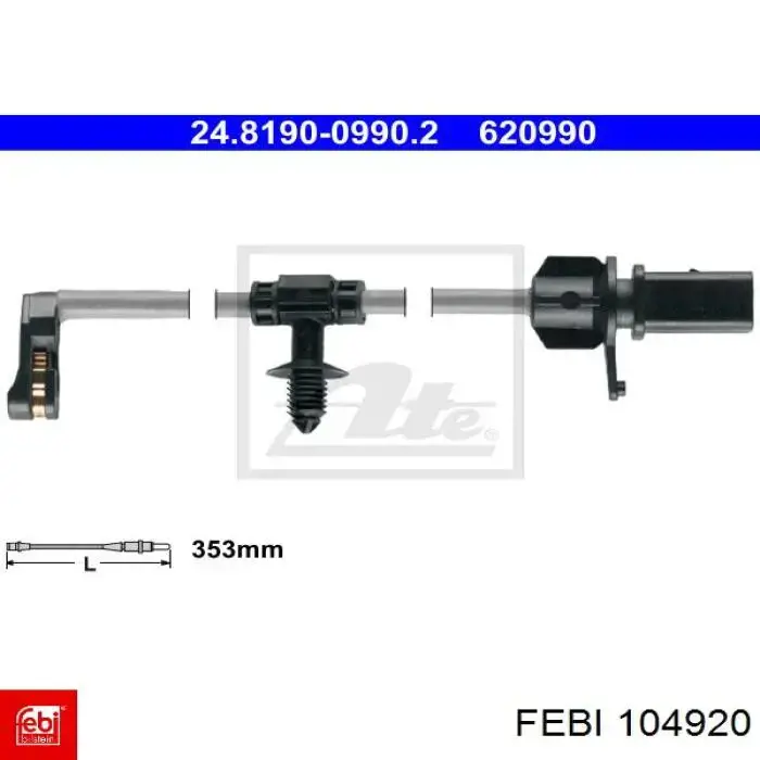 Датчик зносу гальмівних колодок, задній Febi 104920 ціна, від 6.36 USD