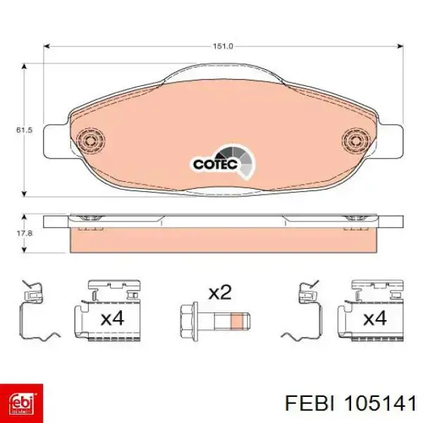 105141 Febi комплект зчеплення (3 частини)