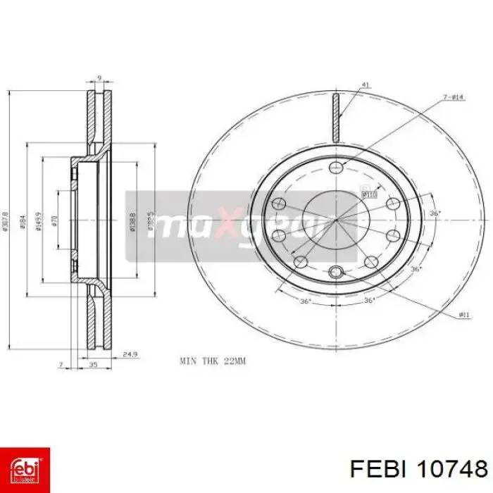 Гальмівні диски передні 10748 Febi
