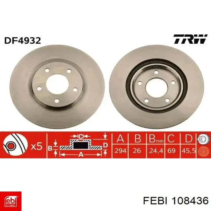 Купити 108436 Febi Ротор гальмівний