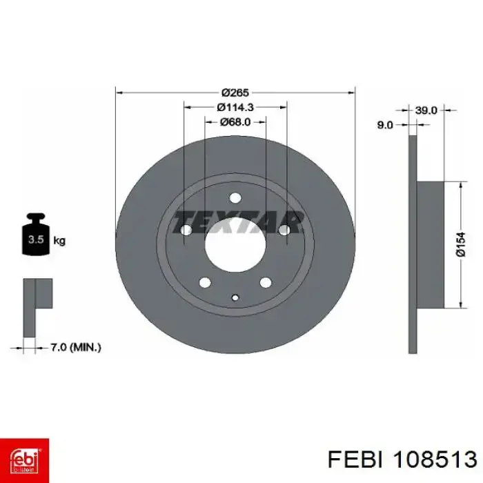 Диск гальмівний задній Febi 108513
