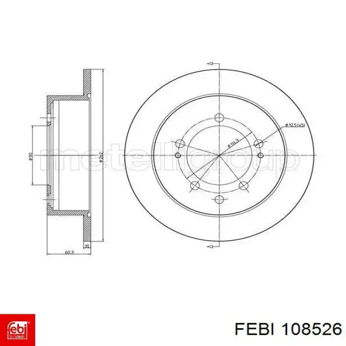 Диск гальмівний задній 108526 Febi