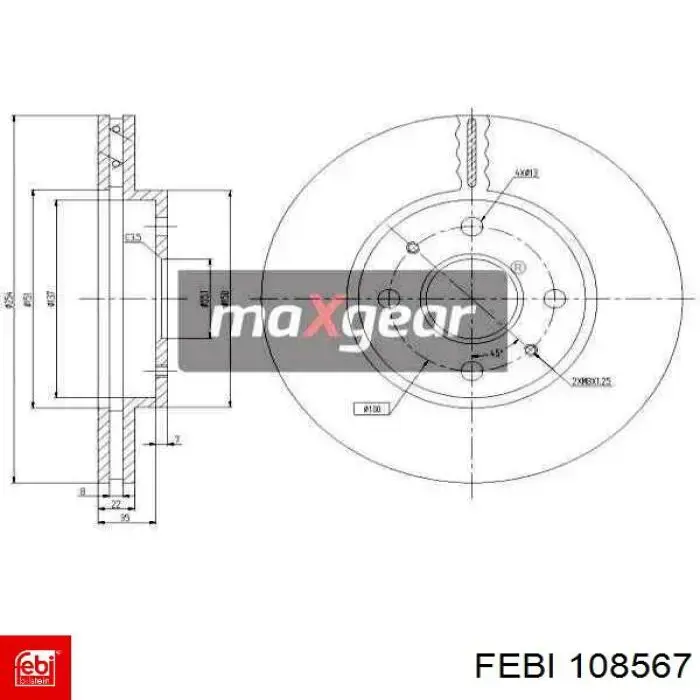 Диск переднього гальма Febi 108567 ціна, від 37.79 USD