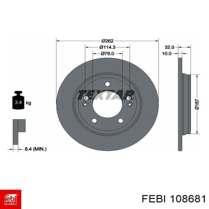 Купити 108681 Febi Диск заднього гальма