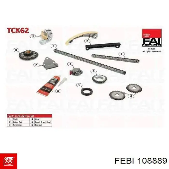 Ланцюг ГРМ, комплект Febi 108889 ціна, від 163.51 USD