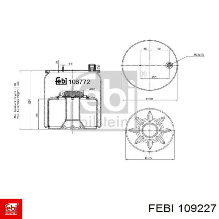 Пневмоподушка/Пневморессора моста Febi 109227 ціна, від 160.08 USD