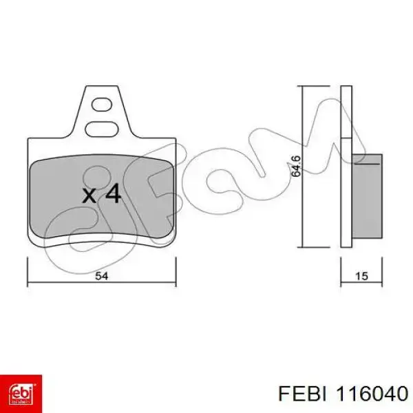 Колодки гальмові задні, дискові 116040 Febi