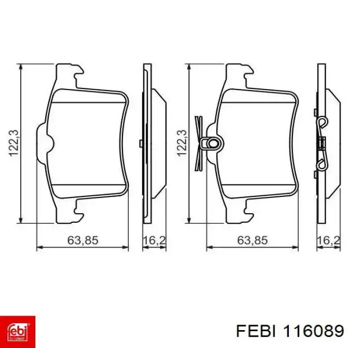 Задні гальмівні колодки Febi 116089 ціна, від 33.19 USD