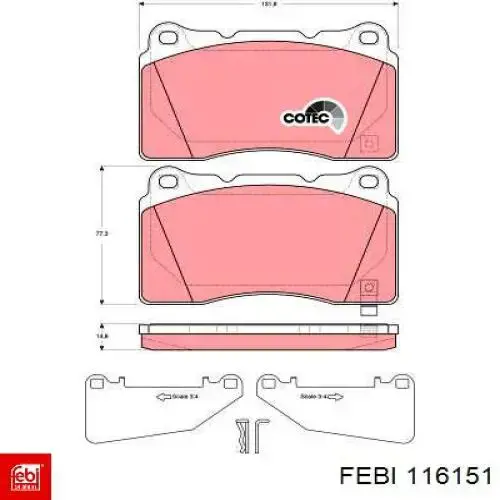 Гальмівні колодки Febi 116151 ціна, від 31.92 USD