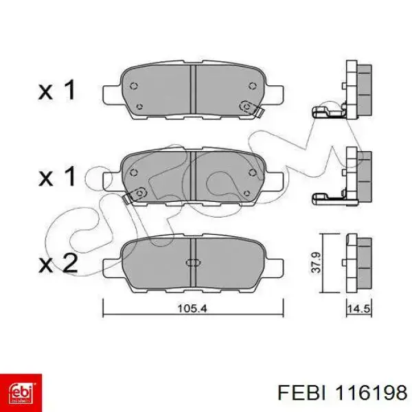 Купити 116198 Febi Задні колодки