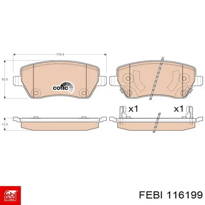 116199 Febi Передні гальмівні колодки