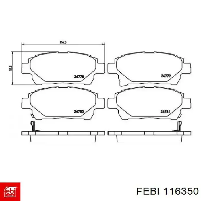 Колодки гальмівні передні, дискові 116350 Febi