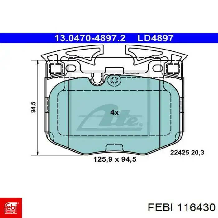 Тормозні колодки Febi 116430