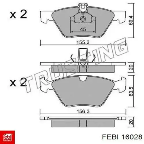Гальмівні колодки Febi 16028 ціна, від 20.06 USD