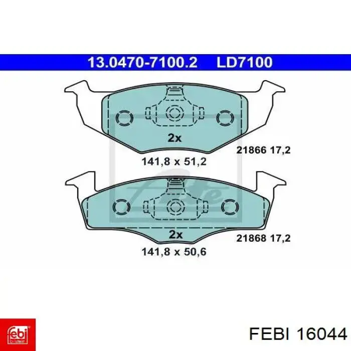 Гальмівні колодки Febi 16044 ціна, від 20.29 USD