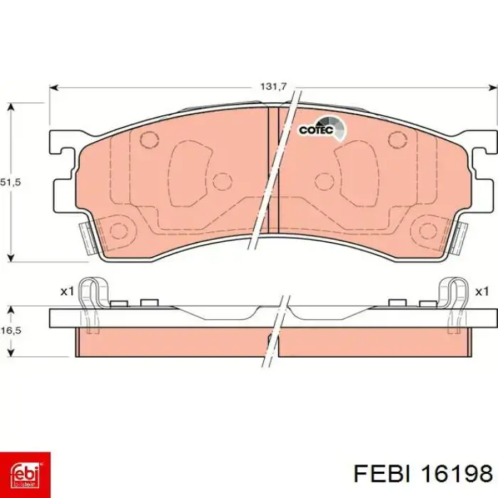 16198 Febi Передні гальмівні колодки