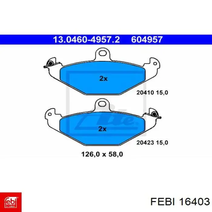 Задні гальмівні колодки Febi 16403 ціна, від 15.70 USD