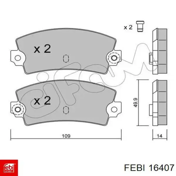 Колодки гальмові задні, дискові 16407 Febi