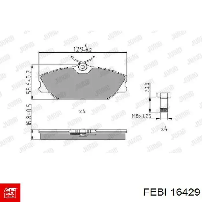 Гальмівні колодки Febi 16429 ціна, від 20.67 USD