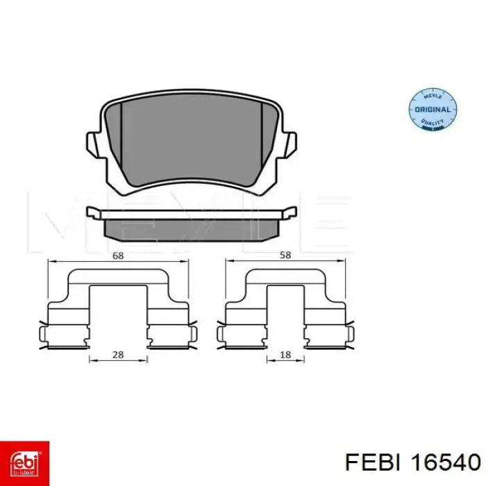 Задні гальмівні колодки Febi 16540 ціна, від 21.22 USD