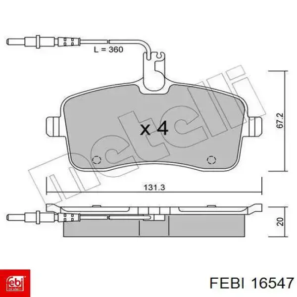 Гальмівні колодки Febi 16547 ціна, від 25.37 USD