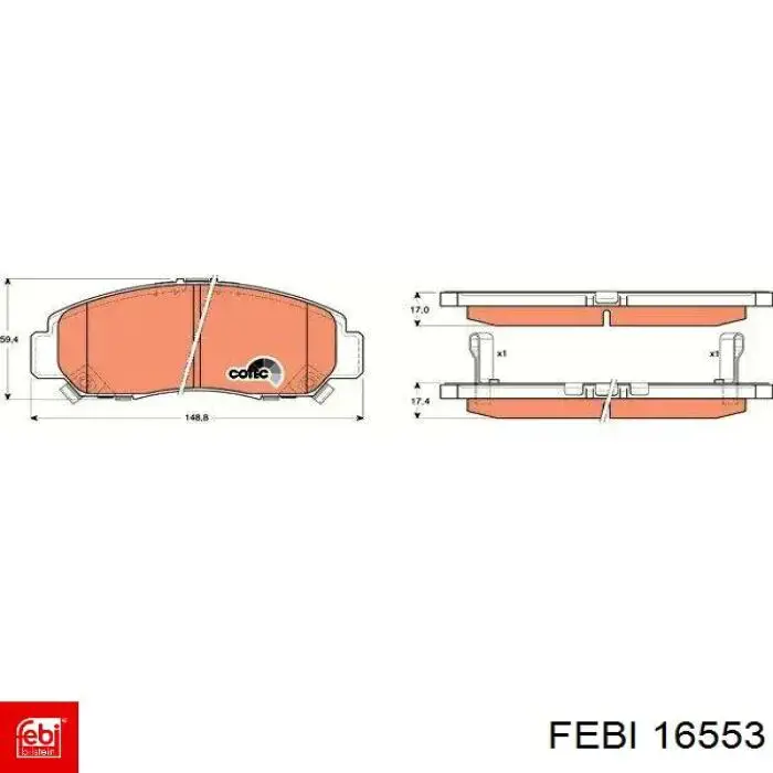 16553 Febi Передні гальмівні колодки