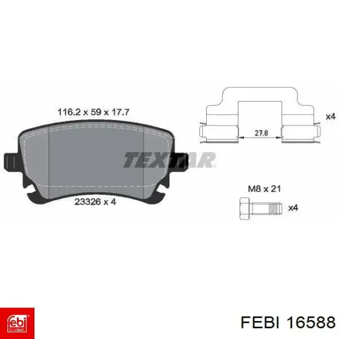 Задні дискові колодки Febi 16588