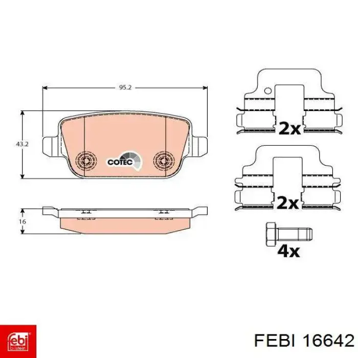 Задні гальмівні колодки Febi 16642 ціна, від 21.36 USD